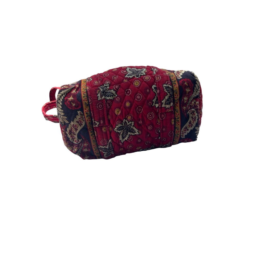Vera Bradley Red Paisley Quilted Cotton Barrel Bag Duffel Handbag Floral Vintage - Picture 3 of 9